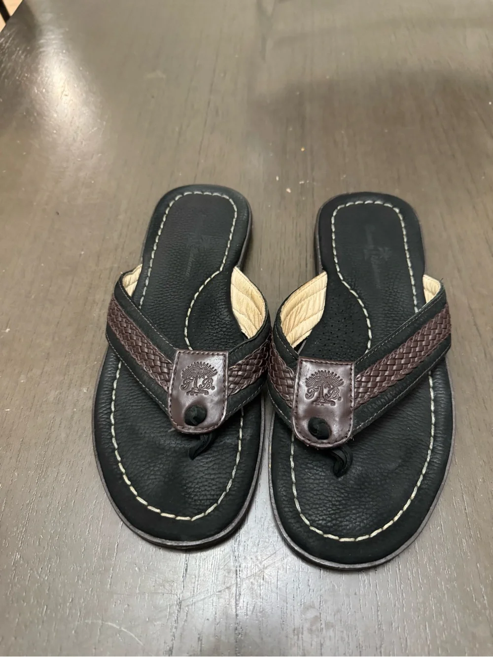 Tommy Bahama Leather Flip Flops Style Anchored Men’s Sz 10M